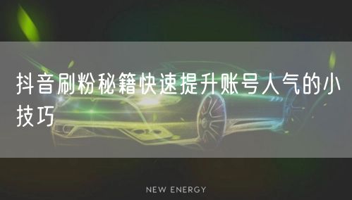 抖音刷粉秘籍快速提升账号人气的小技巧