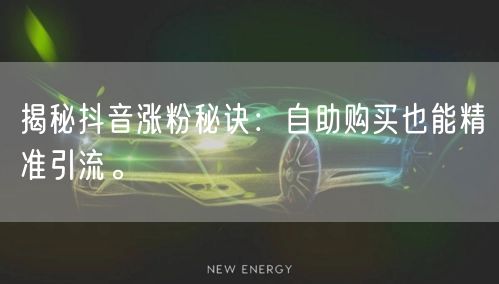 揭秘抖音涨粉秘诀:自助购买也能精准引流。