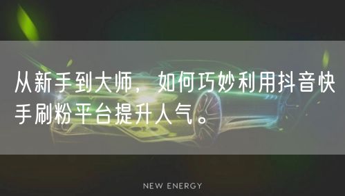 从新手到大师,如何巧妙利用抖音快手刷粉平台提升人气。