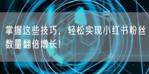 掌握这些技巧,轻松实现小红书粉丝数量翻倍增长!